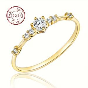 S925 Golden Sterling silver minimalist Ring sz 7